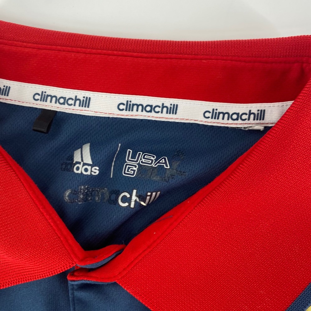 Adidas ClimaChill USA Golf Polo Shirt Men's Red Navy Striped Short Sleeve Large - Picture 4 of 4